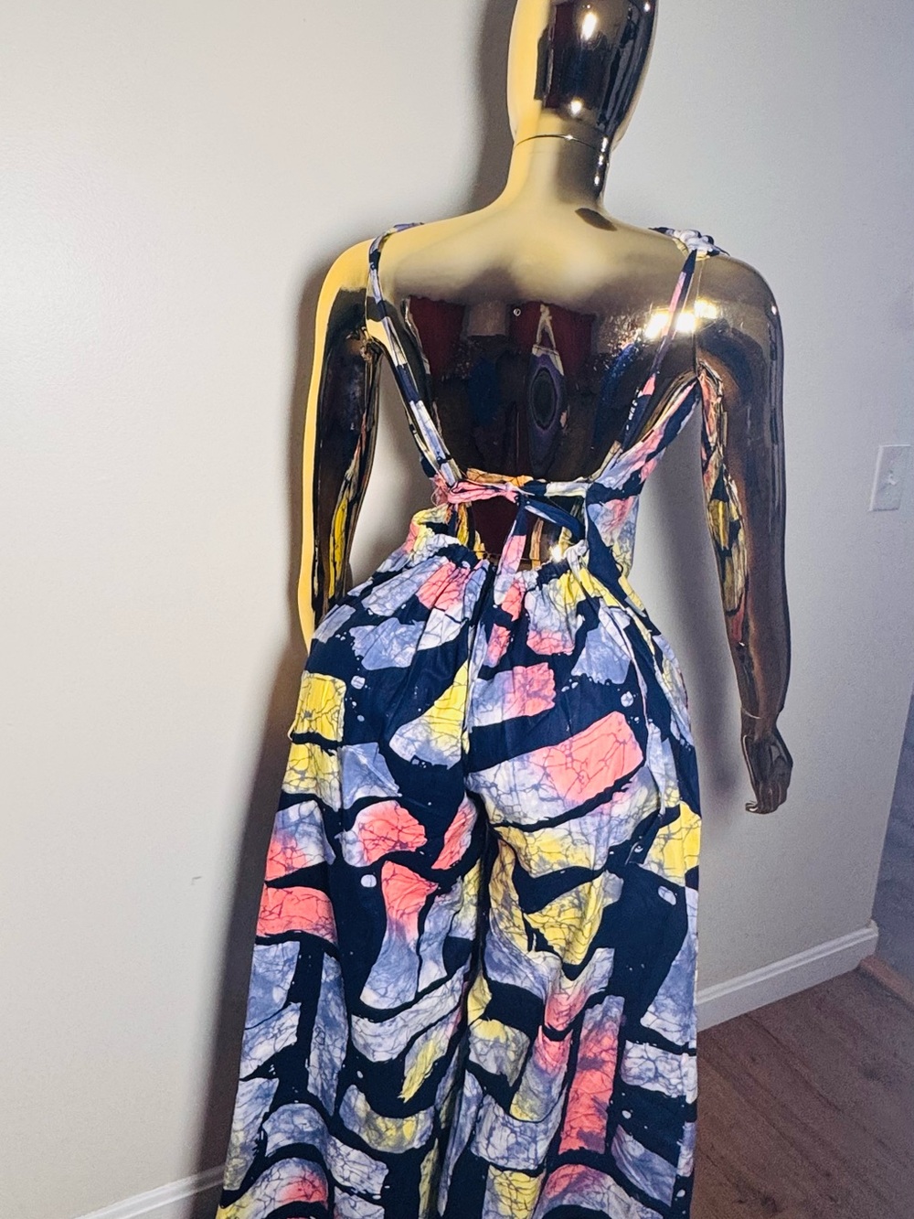 Halter-Neck Wide-Leg Jumpsuit in Rust Multi Print - Picture 13 of 15